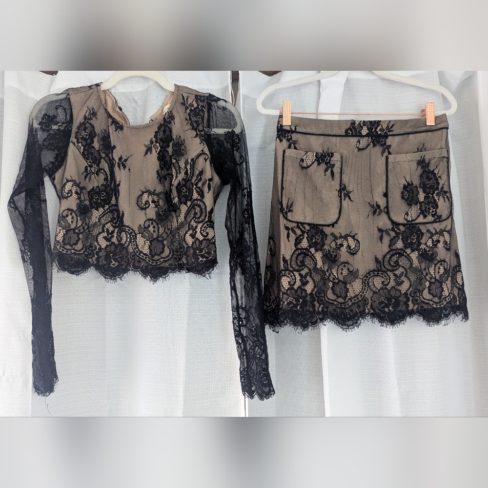 Abercrombie & Fitch Black Lace Dress Set
